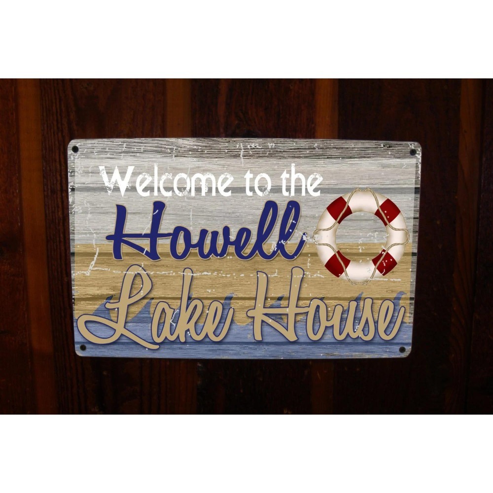 Home Decor Nautical - 1pc Customizable Lake House Metal Plaque,