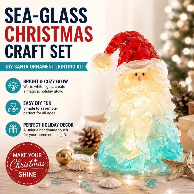 Home Decor Xmas Tree - Sea‑Glass Christmas Ornament Lighting Kit DIY