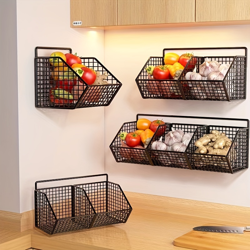 Woven Wall Basket - Kitchen Shelf Snack Multi-Functional Vegetable Spice