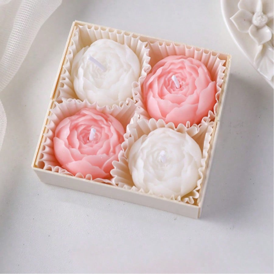 Home Decor Handmade - 4pcs/Box Rose Scented Soy Wax Candles,