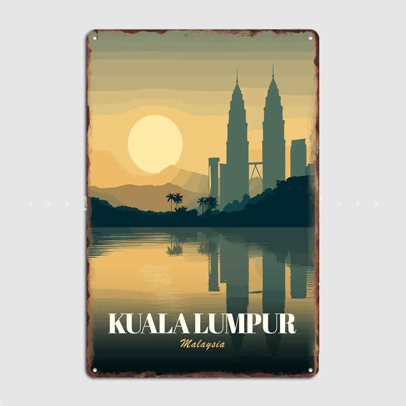 Home Decor Malaysia - Kuala Lumpur Malaysia Travel Poster Metal
