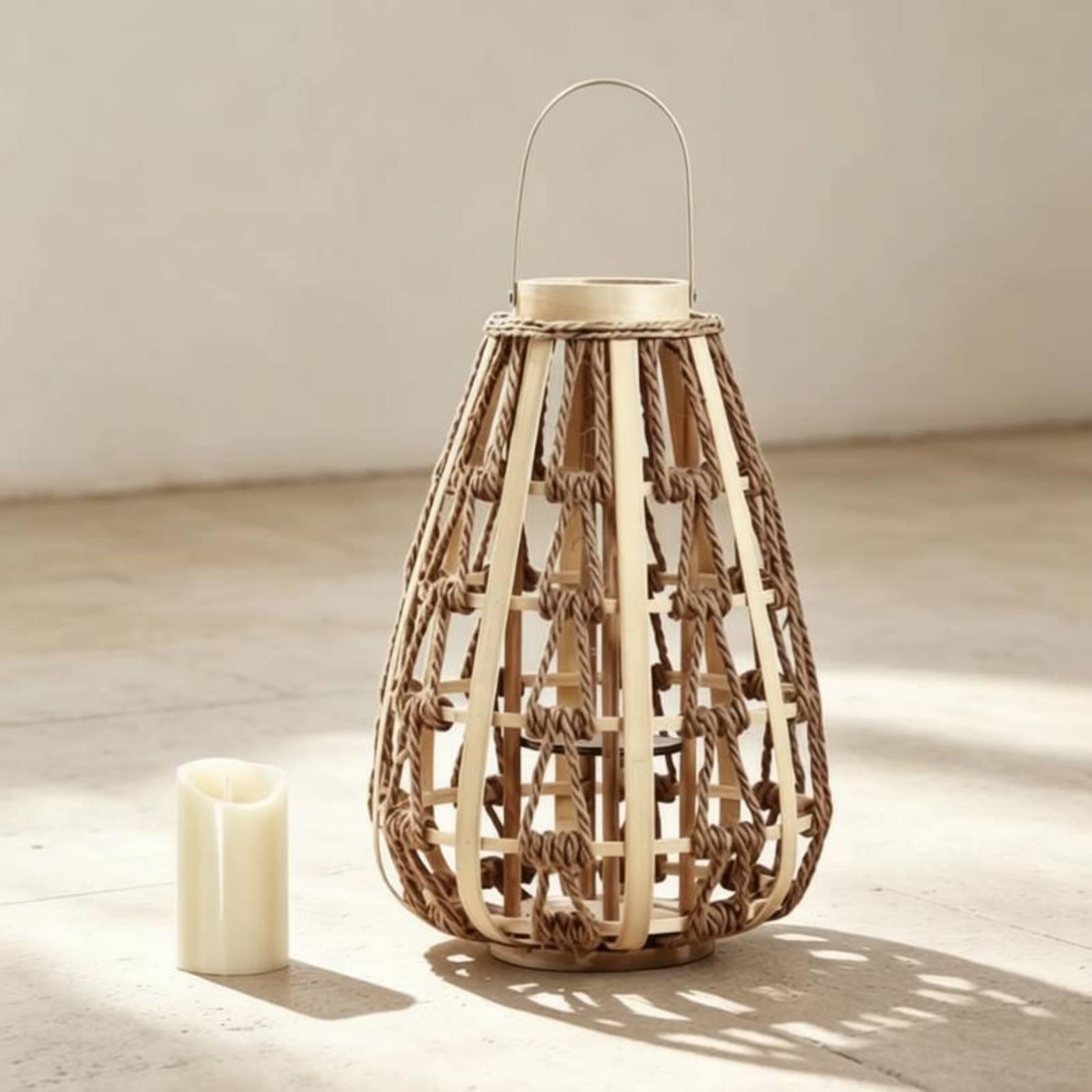 Natural Wood Rope Lantern Cand - Home Decor Handmade review and price