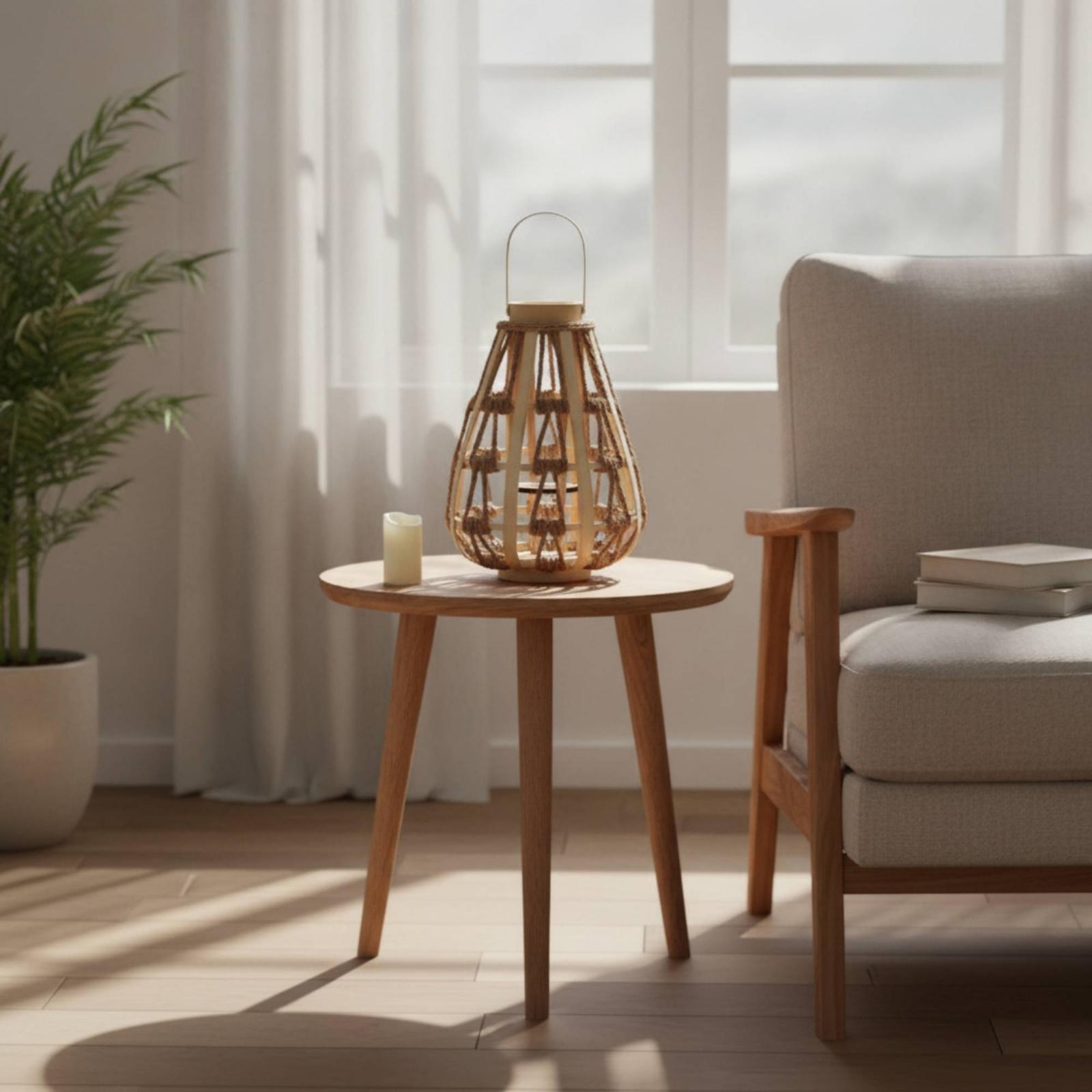 Natural Wood Rope Lantern Cand - Home Decor Handmade review and price