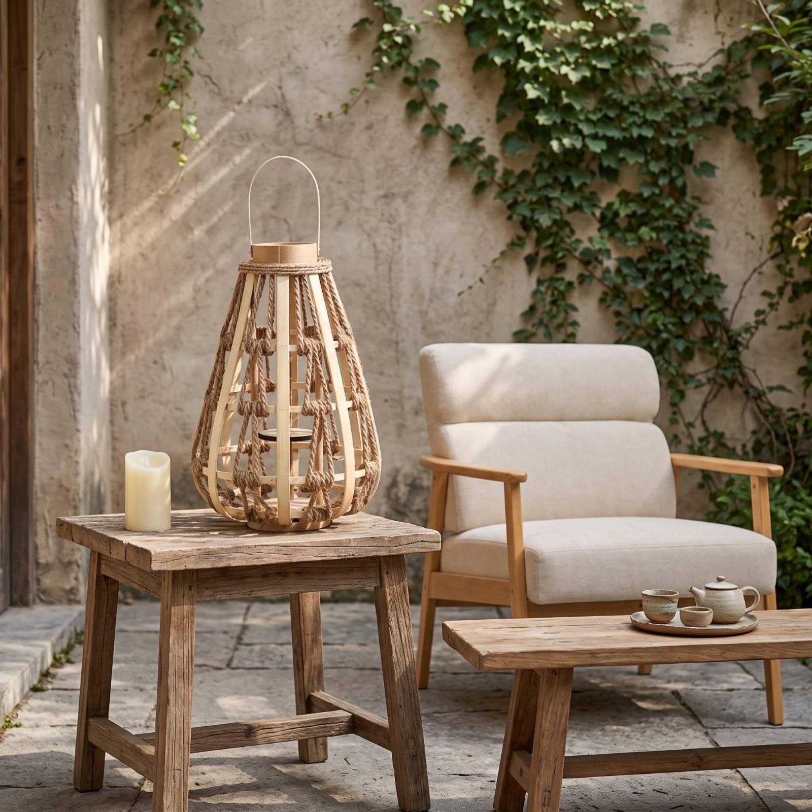 Natural Wood Rope Lantern Cand - Home Decor Handmade review and price