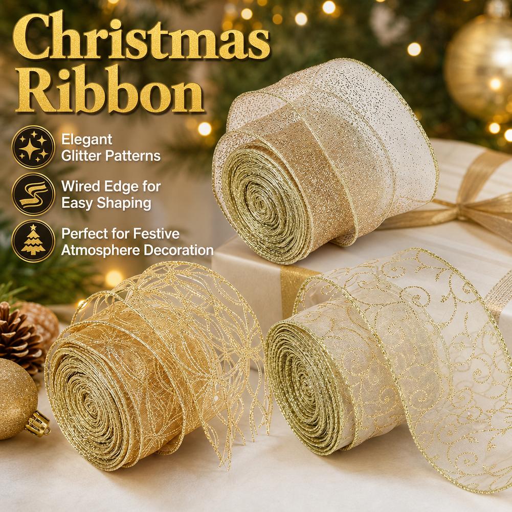 2m 2027 Christmas Ribbon Golde - Home Decor Xmas Tree review and price