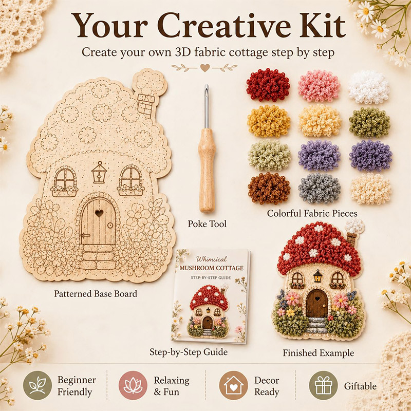 3D Mushroom House Poke Art DIY - Home Decor Handmade review and price