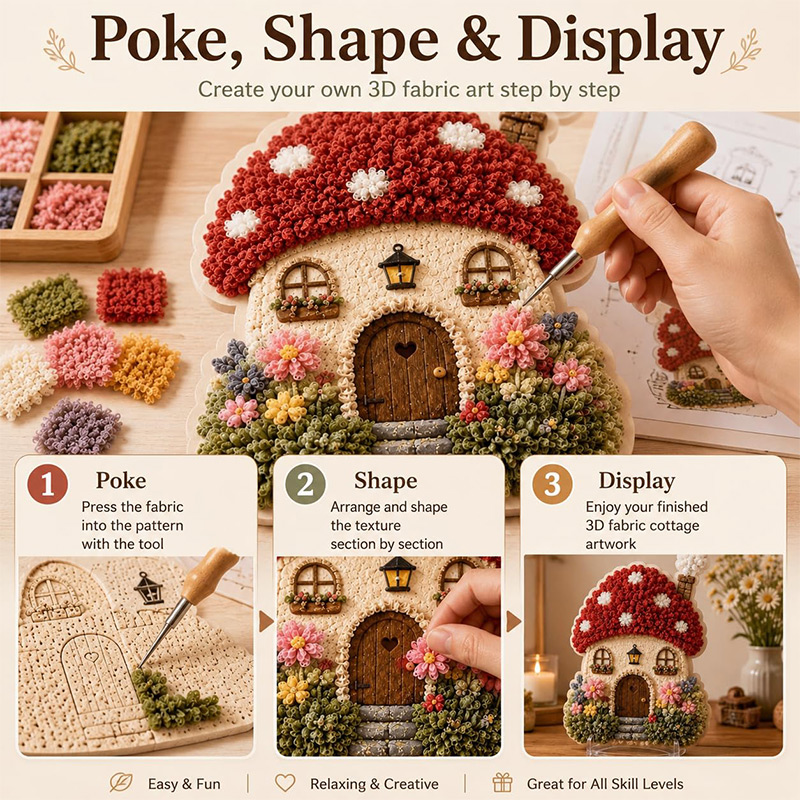 3D Mushroom House Poke Art DIY - Home Decor Handmade review and price