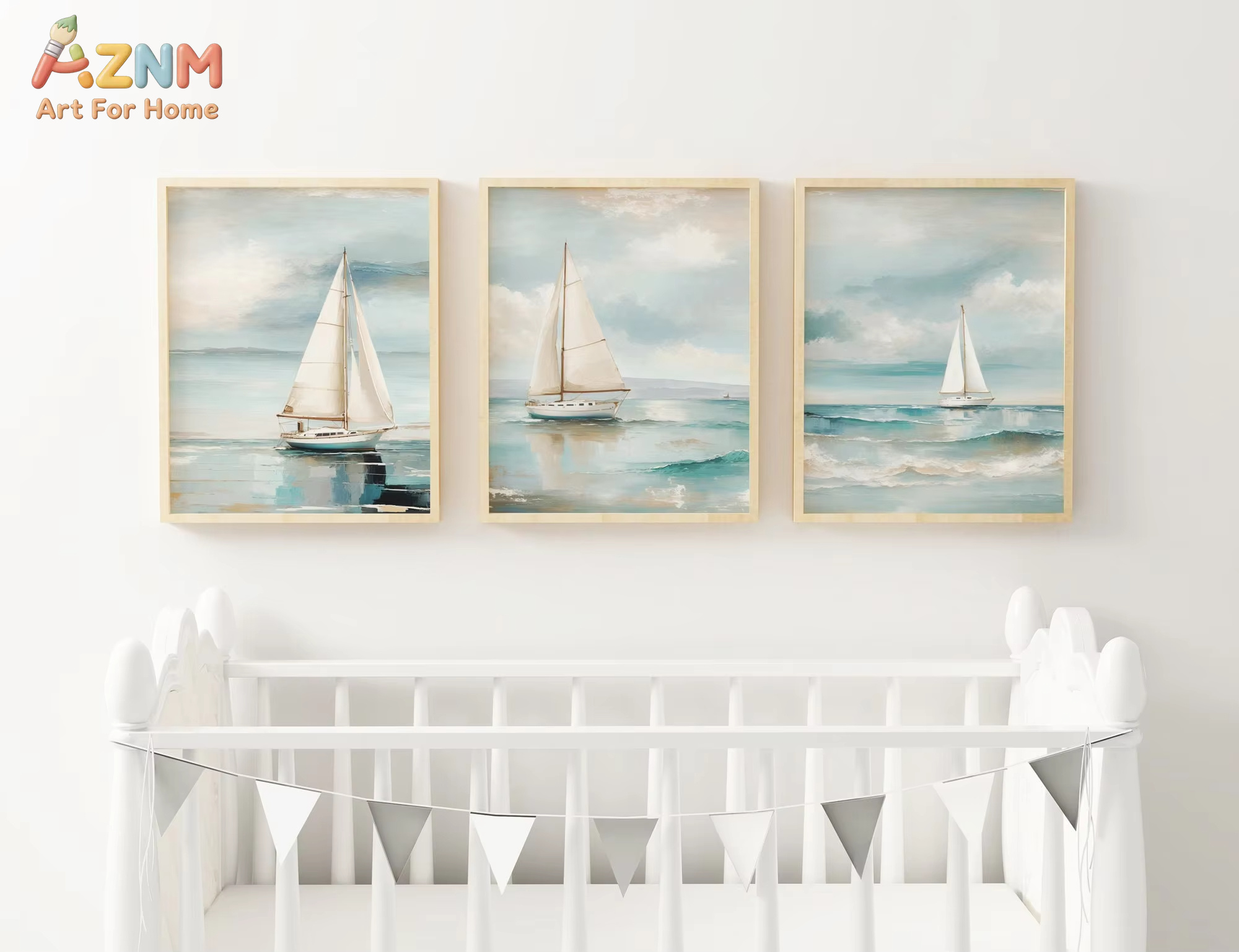 AZNM Retro Watercolor Ocean Wa - Home Decor Nautical review and price
